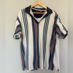 Cougar Limited 100% Cotton White with Multicolored Stripes Shirt Size Medium